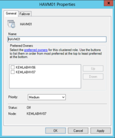 Cluster Eigenschaften - Prefered Owner