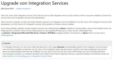 Upgrade SSIS auf SQL Server 2014