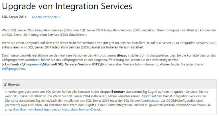 Upgrade SSIS auf SQL Server 2014