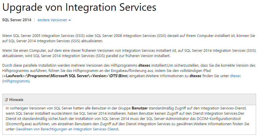 “Stolperstein” im Upgrade Pfad von SQL Server 2008R2 auf SQL Server 2014