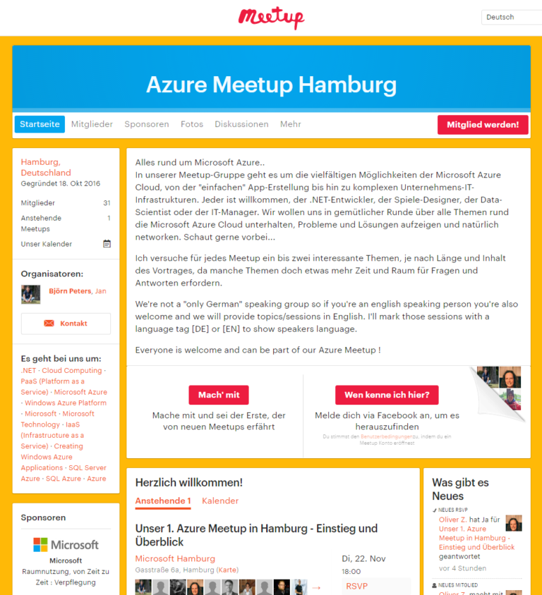 Azure Meetup Hamburg - Startseite