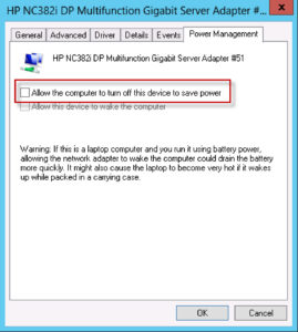 Disable NIC Power Save Mode