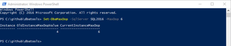 dbatools - Set-DbaMaxDop - Set to your own Value
