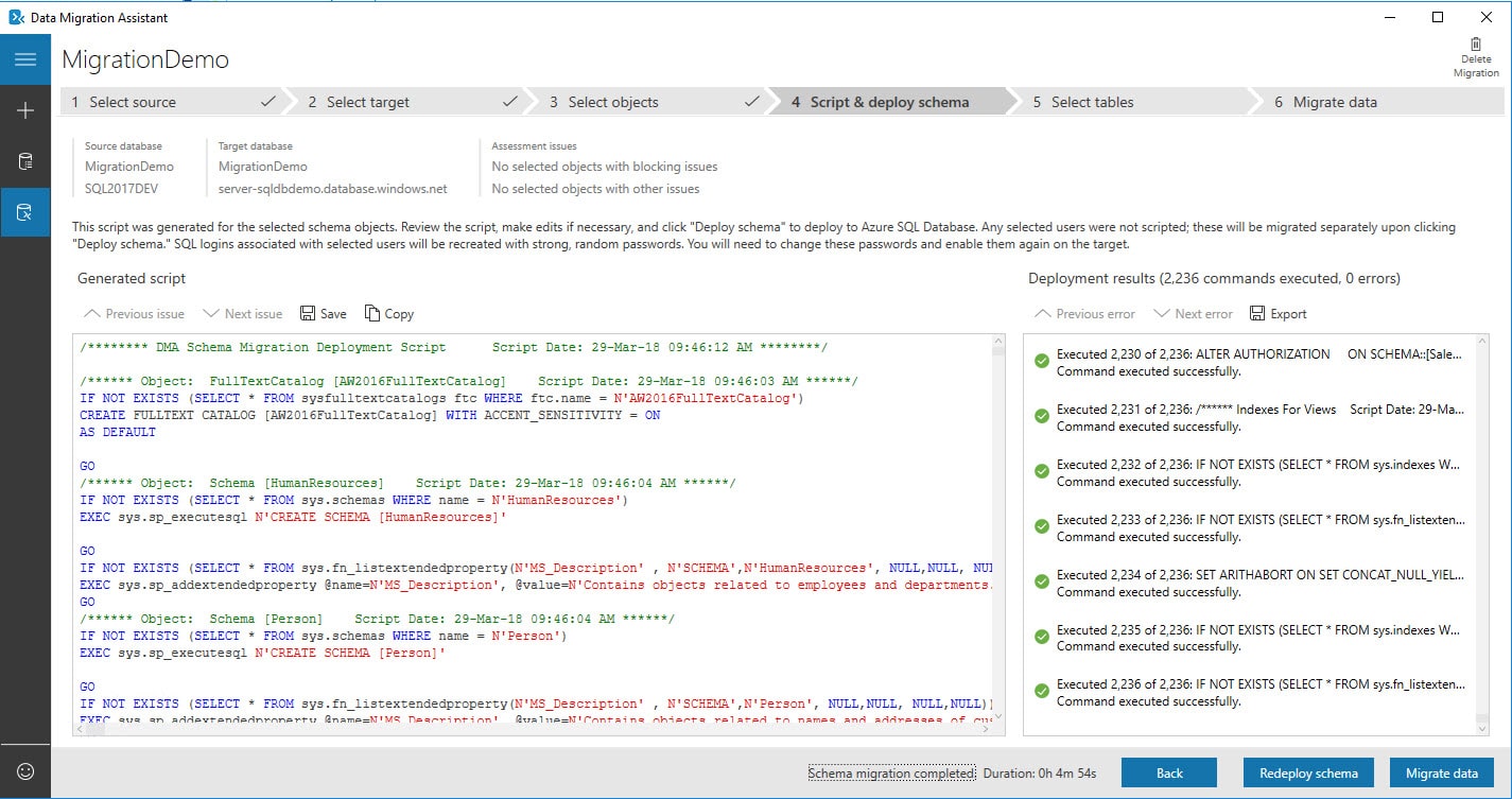 Azure SQL Database Migration via Data Migration Assistant