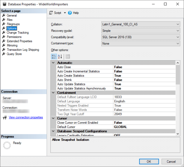 SQL-Server - Database Properties - Options - Auto_Close