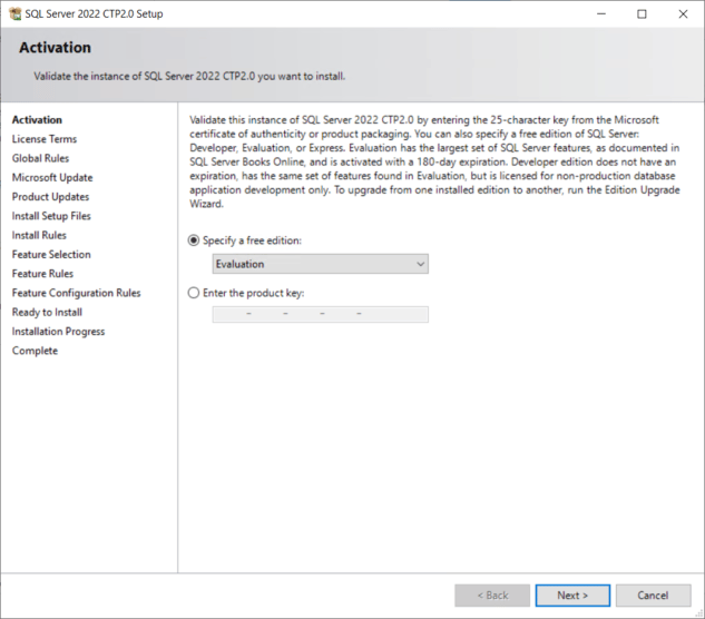 SQL Server 2022 - Installation des Public Preview - CTP 2.0